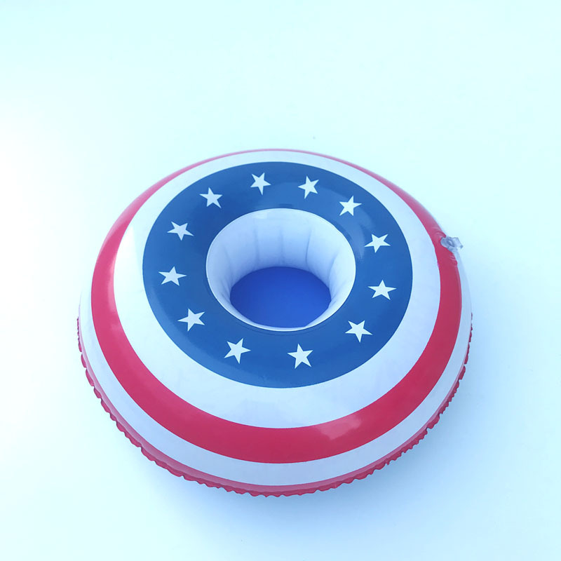 Spot PVC Inflatable Water Sports Goods Flamingo Coaster Inflatable Water Floating Beverage Cup Holder Cup Holder
