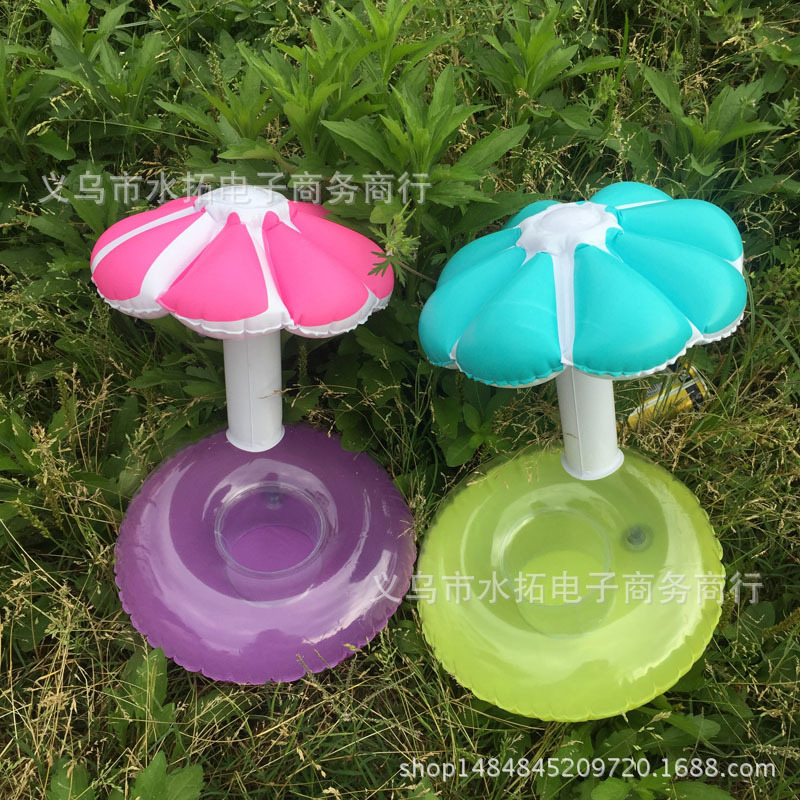 Spot PVC Inflatable Water Sports Goods Flamingo Coaster Inflatable Water Floating Beverage Cup Holder Cup Holder