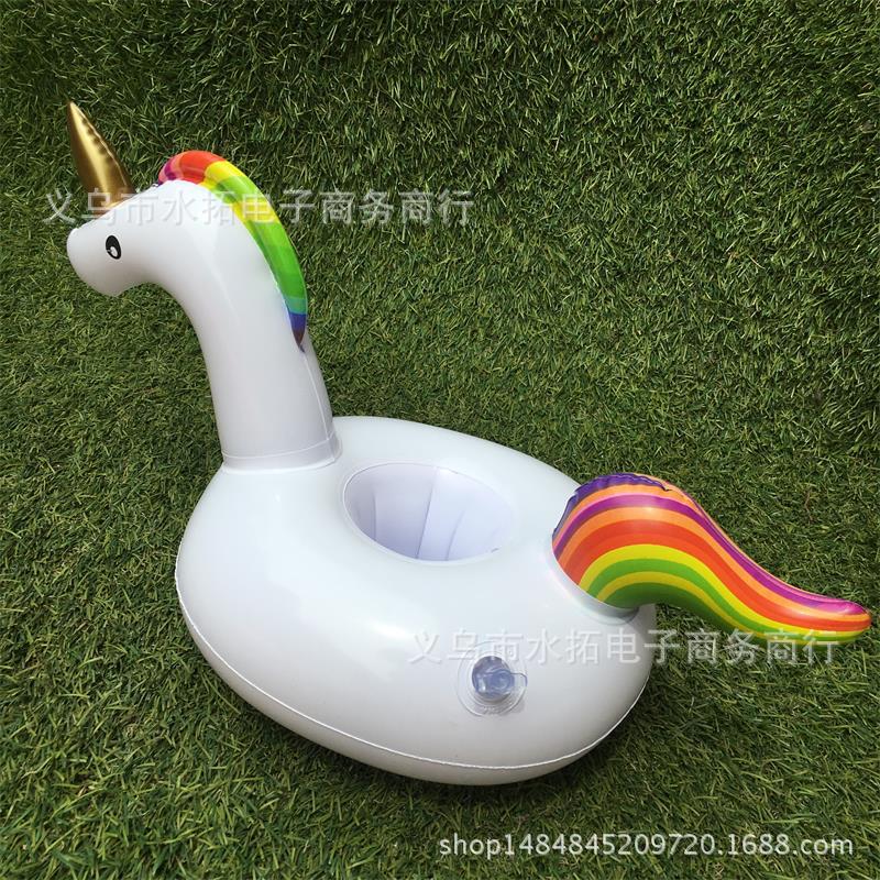 Spot PVC Inflatable Water Sports Goods Flamingo Coaster Inflatable Water Floating Beverage Cup Holder Cup Holder