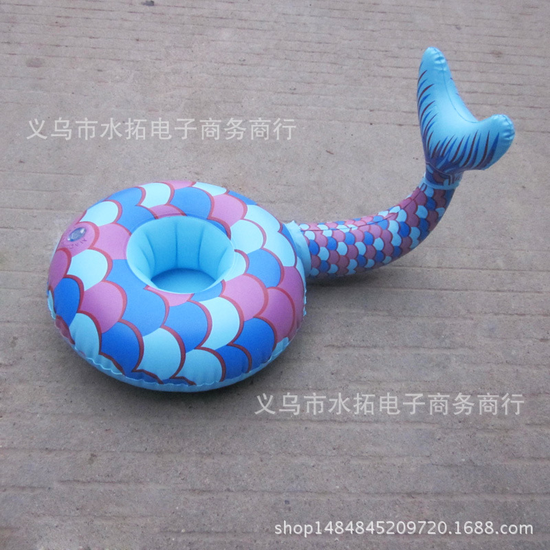 Spot PVC Inflatable Water Sports Goods Flamingo Coaster Inflatable Water Floating Beverage Cup Holder Cup Holder