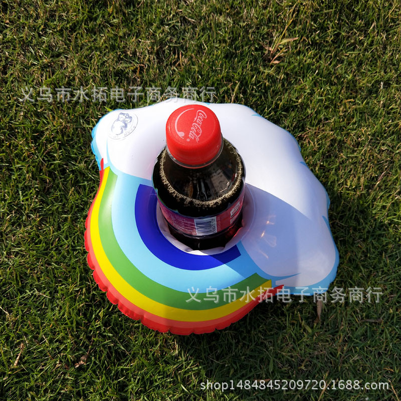Spot PVC Inflatable Water Sports Goods Flamingo Coaster Inflatable Water Floating Beverage Cup Holder Cup Holder