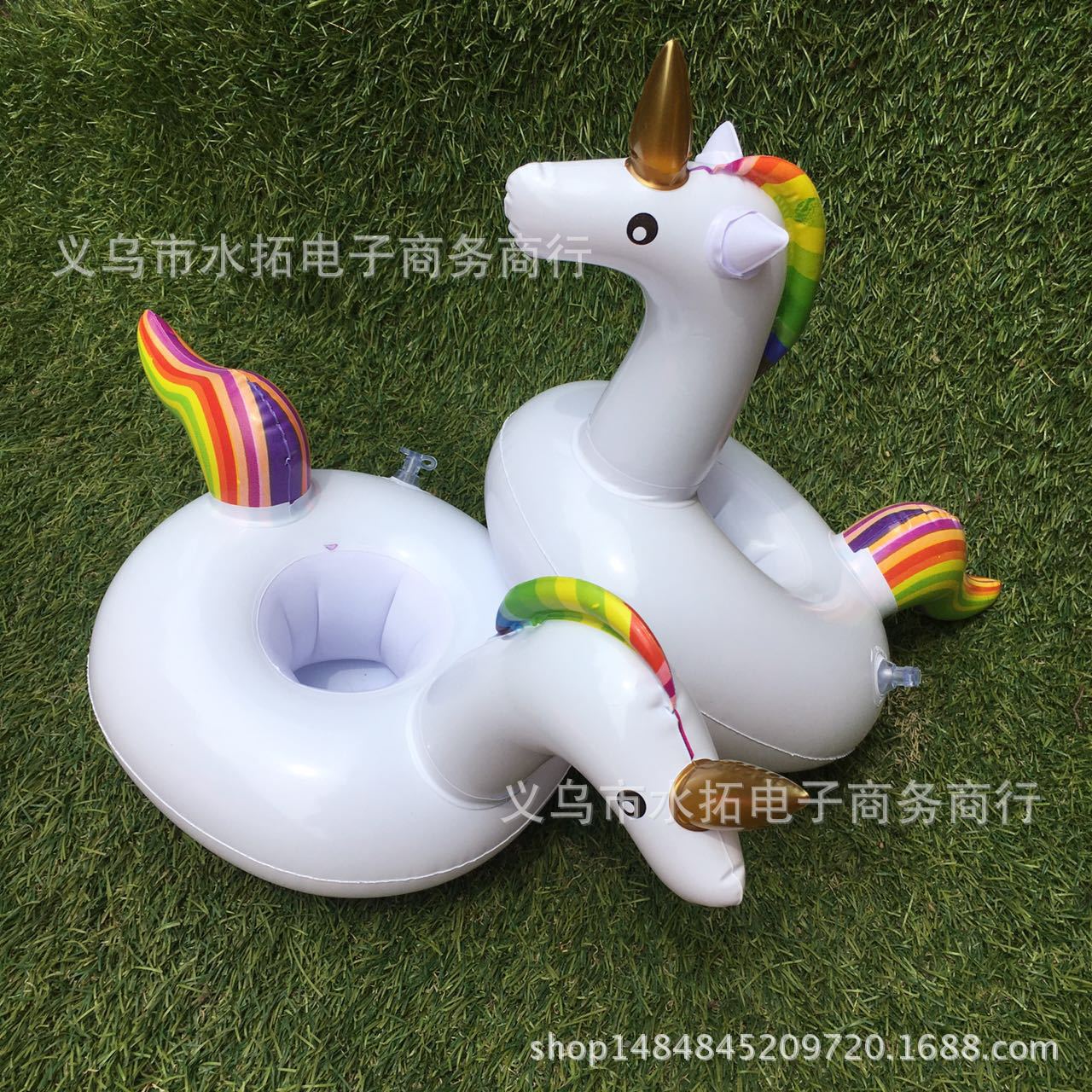 Spot PVC Inflatable Water Sports Goods Flamingo Coaster Inflatable Water Floating Beverage Cup Holder Cup Holder
