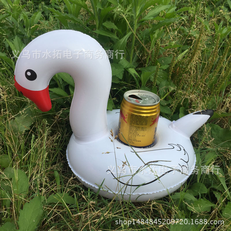 Spot PVC Inflatable Water Sports Goods Flamingo Coaster Inflatable Water Floating Beverage Cup Holder Cup Holder