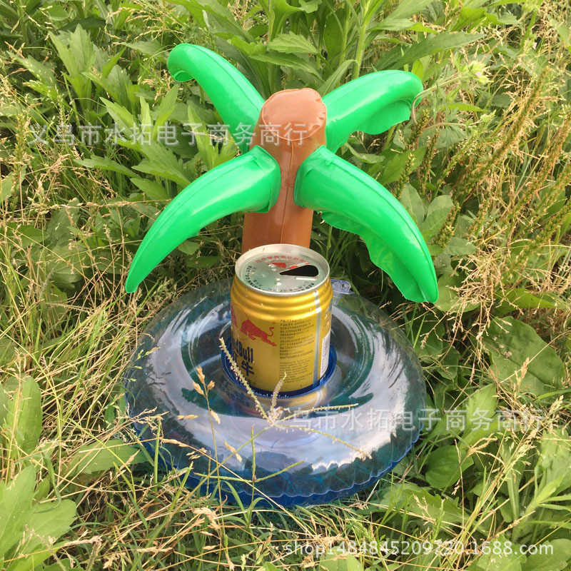 Spot PVC Inflatable Water Sports Goods Flamingo Coaster Inflatable Water Floating Beverage Cup Holder Cup Holder