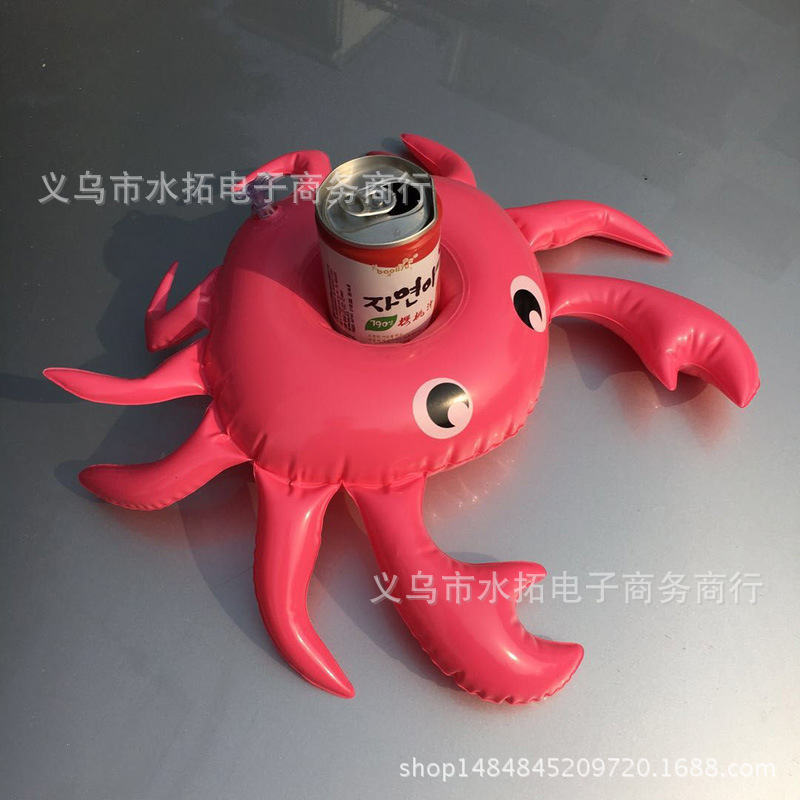 Spot PVC Inflatable Water Sports Goods Flamingo Coaster Inflatable Water Floating Beverage Cup Holder Cup Holder