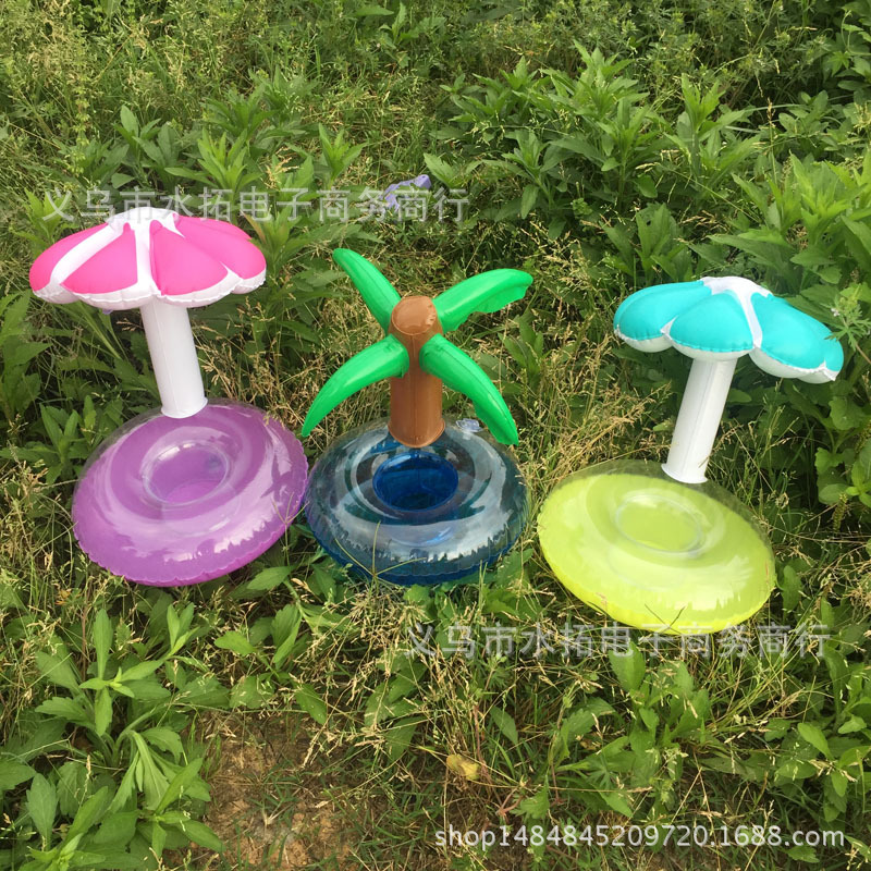 Spot PVC Inflatable Water Sports Goods Flamingo Coaster Inflatable Water Floating Beverage Cup Holder Cup Holder