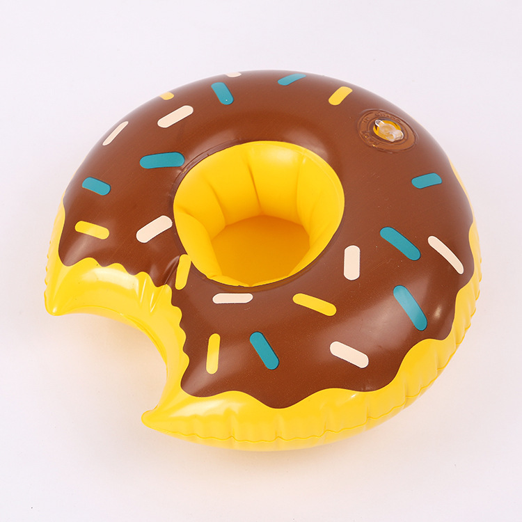 Ins hot donut cup-holder inflatable water coaster floating drink cup-holders from stock