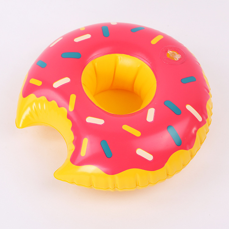 Ins hot donut cup-holder inflatable water coaster floating drink cup-holders from stock