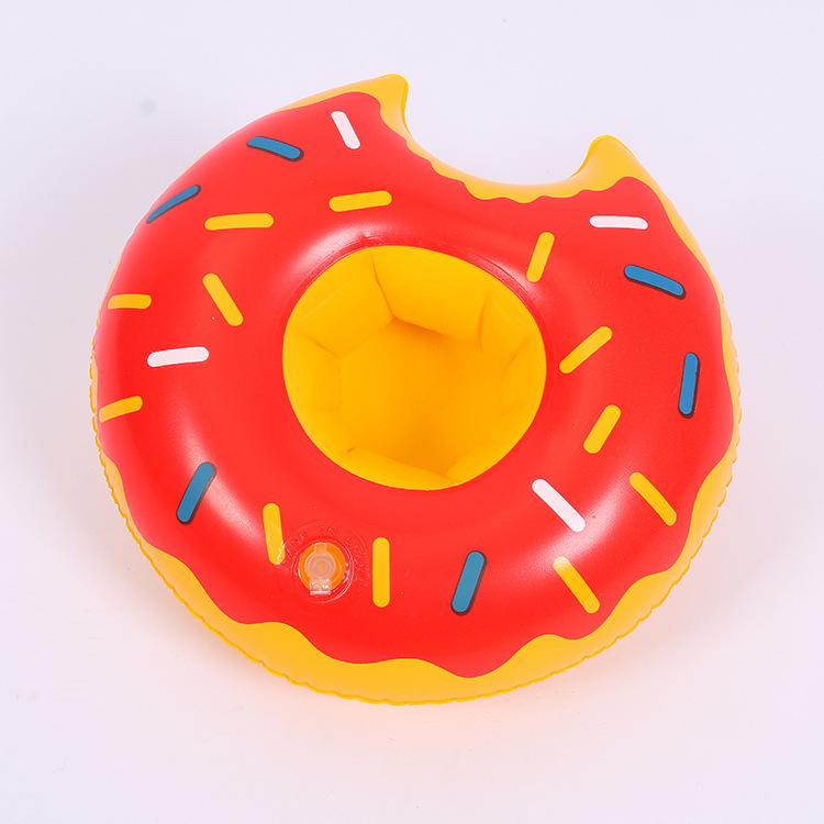 Ins hot donut cup-holder inflatable water coaster floating drink cup-holders from stock