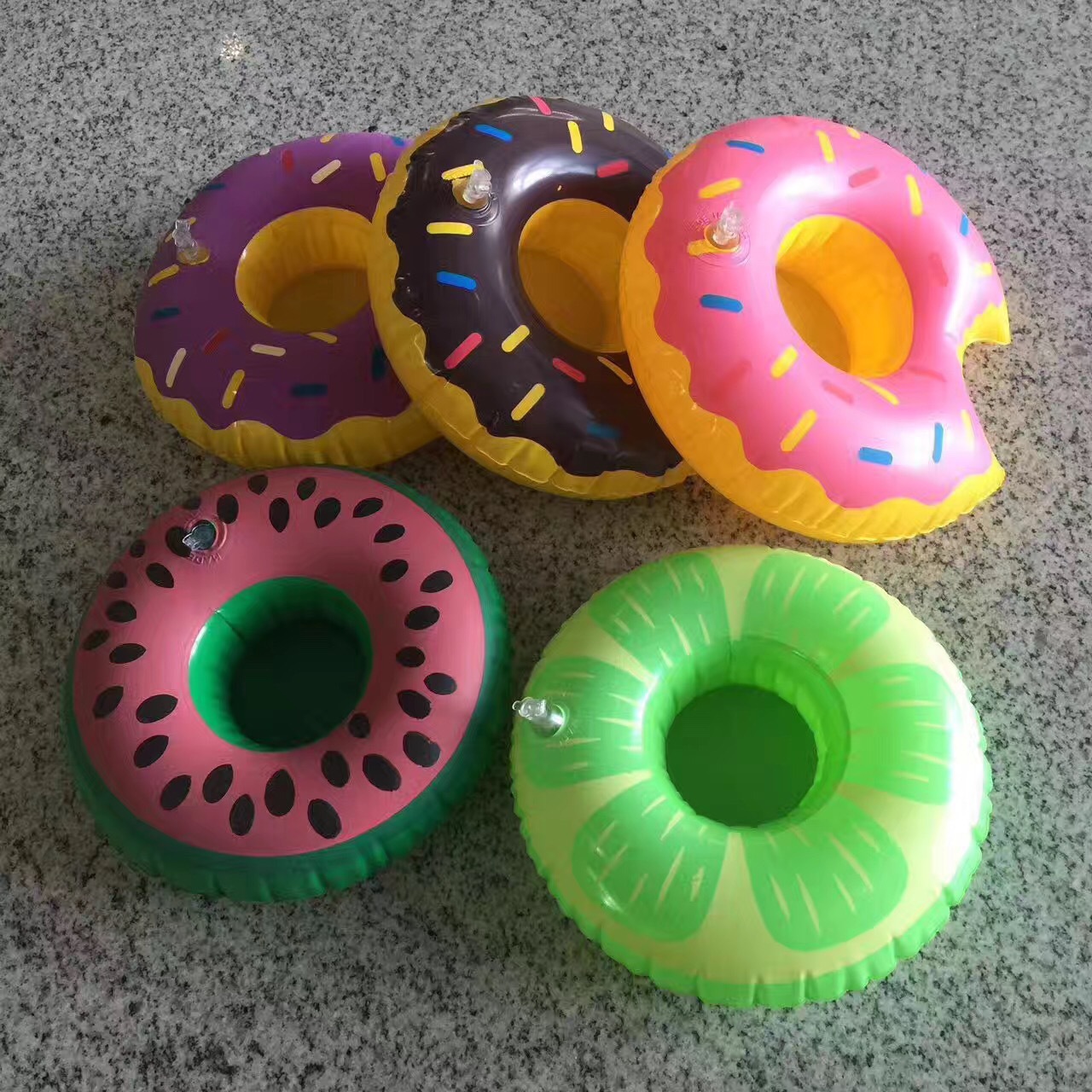 Ins hot donut cup-holder inflatable water coaster floating drink cup-holders from stock