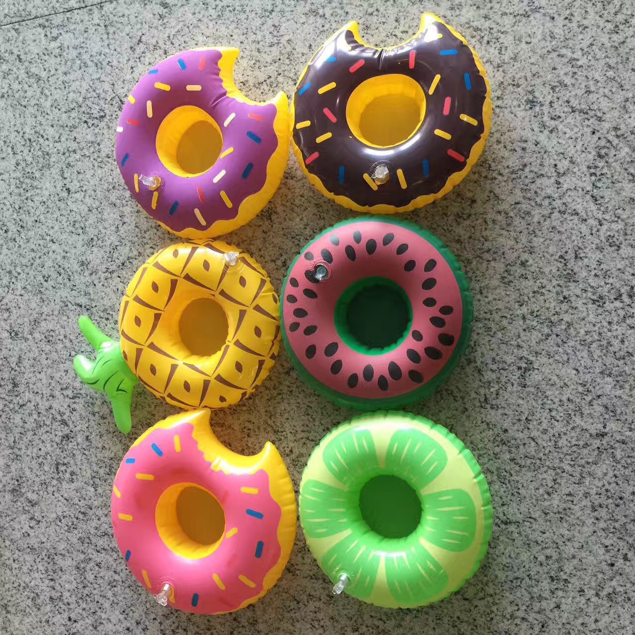 Ins hot donut cup-holder inflatable water coaster floating drink cup-holders from stock