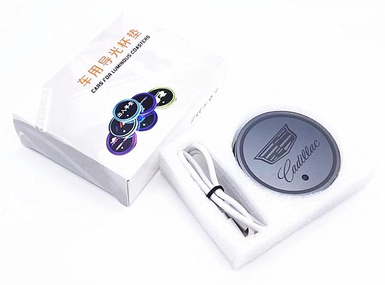 Car LED Light-Emitting Water Cup Mat Colorful Water Cup Mat Car Headlamp Solar USB Charging Non-Slip Coaster