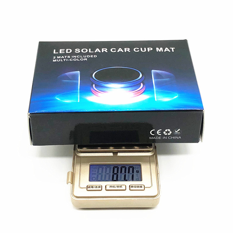 Car LED Light-Emitting Water Cup Mat Colorful Water Cup Mat Car Headlamp Solar USB Charging Non-Slip Coaster