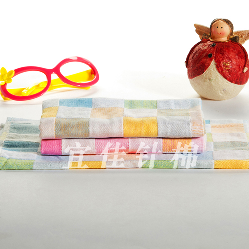 Factory direct gauze Plaid towel boy/not afford to soft absorbent towel/kindergarten sweat-absorbent towel