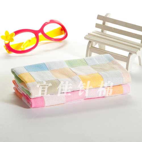 Factory direct gauze Plaid towel boy/not afford to soft absorbent towel/kindergarten sweat-absorbent towel