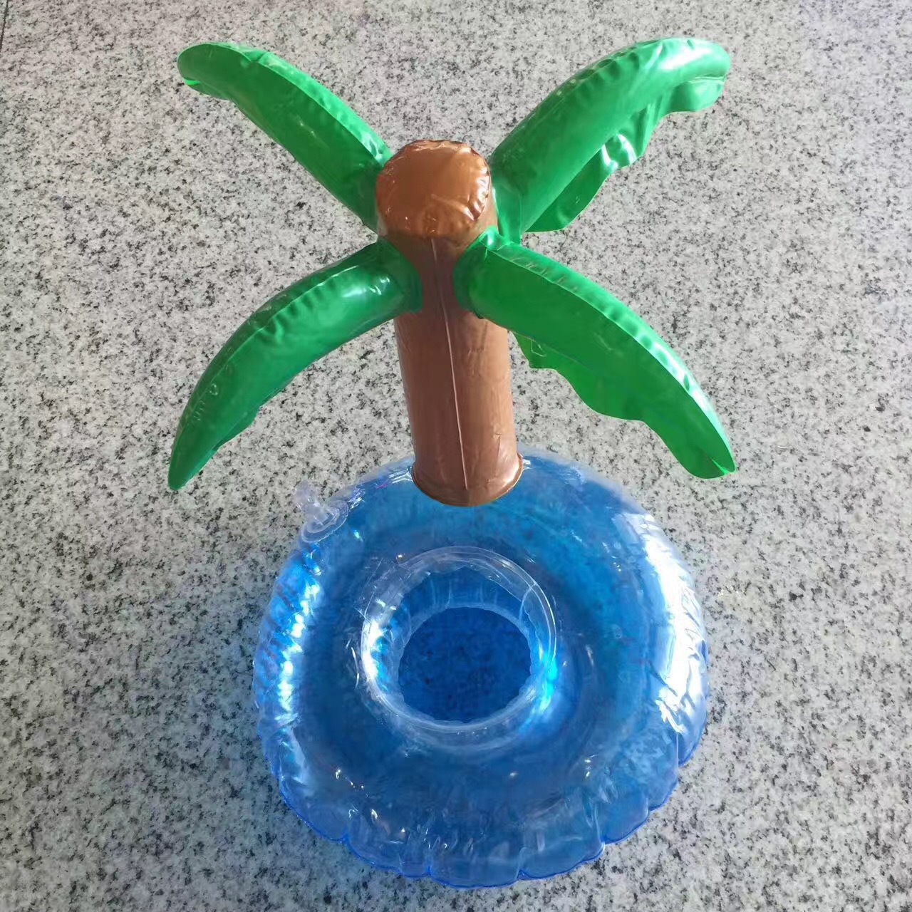 Factory in Stock Supply Ins Hot Sale Coconut Tree Cup Holder Inflatable Water Coaster Floating Beverage Cup Holder