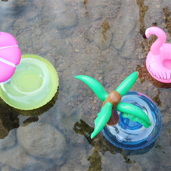 Factory in Stock Supply Ins Hot Sale Coconut Tree Cup Holder Inflatable Water Coaster Floating Beverage Cup Holder