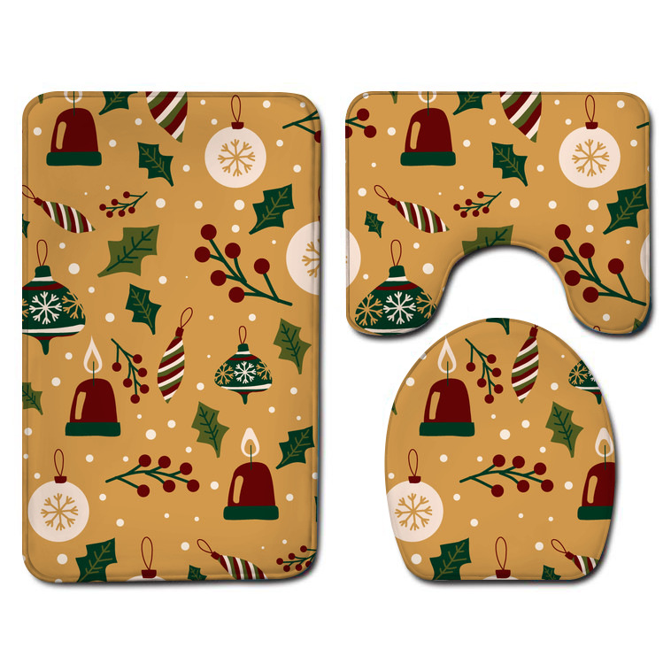 Amazon Bathroom Three-Piece Floor Mat Flannel Washed Toilet Floor Mat Bathtub Side Absorbent Floor Mat Toilet Mat