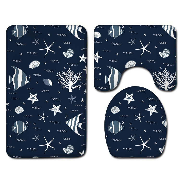 Amazon Bathroom Three-Piece Floor Mat Flannel Washed Toilet Floor Mat Bathtub Side Absorbent Floor Mat Toilet Mat