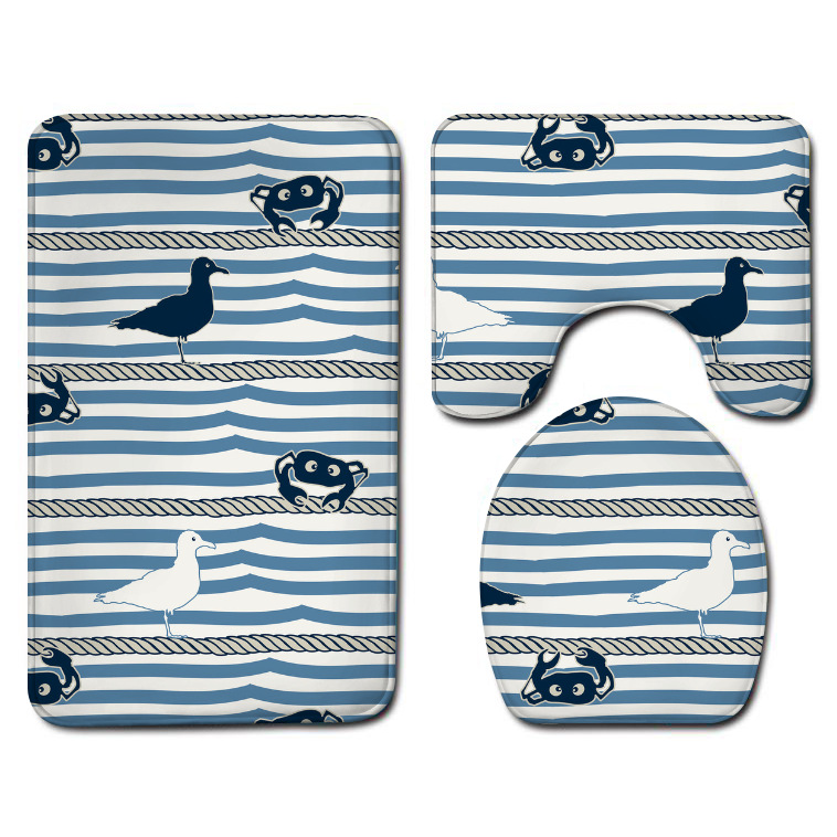 Amazon Bathroom Three-Piece Floor Mat Flannel Washed Toilet Floor Mat Bathtub Side Absorbent Floor Mat Toilet Mat
