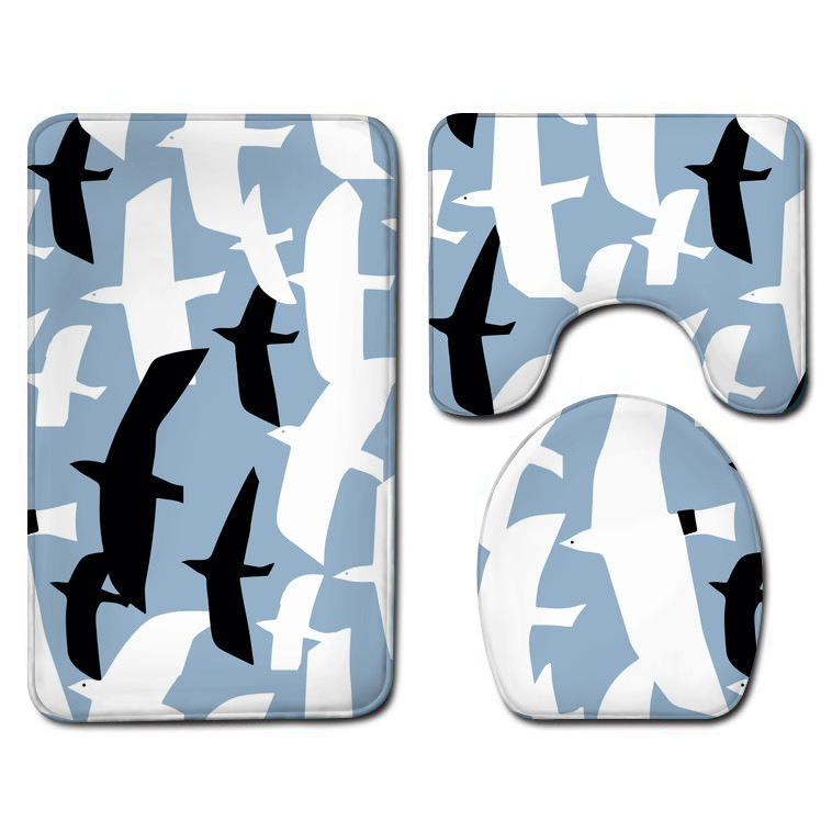 Amazon Bathroom Three-Piece Floor Mat Flannel Washed Toilet Floor Mat Bathtub Side Absorbent Floor Mat Toilet Mat