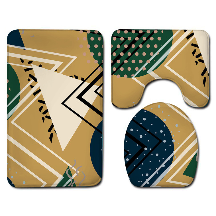 Small Wholesale Bathroom Three-Piece Floor Mat Flannel Washed Bathroom Bathtub Side Absorbent Floor Mat One Piece Dropshipping