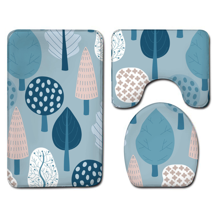 Small Wholesale Bathroom Three-Piece Floor Mat Flannel Washed Bathroom Bathtub Side Absorbent Floor Mat One Piece Dropshipping