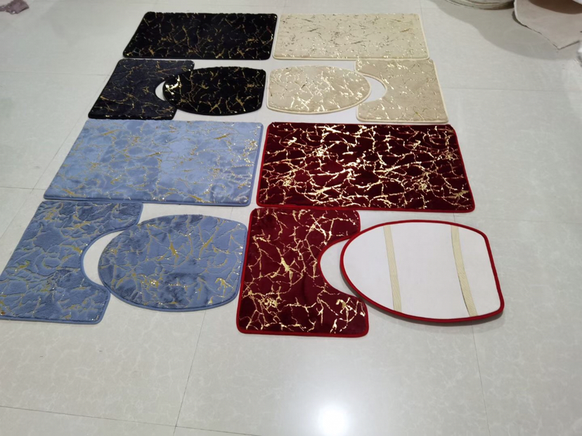 Three-Piece Artificial Rabbit Fur Gilding Toilet Three-Piece Set Bathtub Water Absorbing Floor Mat Bathroom Carpet Floor Mat Three-Piece Artificial Rabbit Fur Gilding Toilet Three-Piece Set Bathtub Water Absorbing Floor Mat Bathroom Carpet Floor Mat