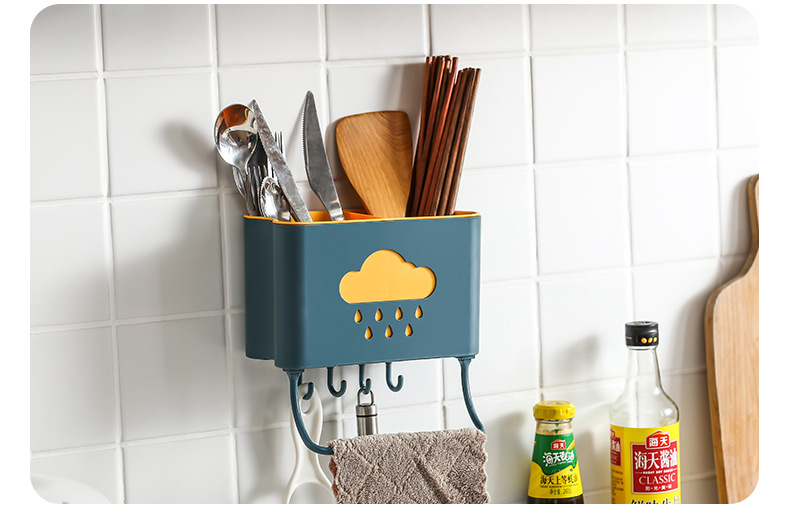 Double-Layer Water Drop Chopsticks Holder Creative Chopsticks Cage Wall-Mounted Punch-Free Kitchen Household Draining Gadget Factory Direct Sales Double-Layer Water Drop Chopsticks Holder Creative Chopsticks Cage Wall-Mounted Punch-Free Kitchen Household Draining Gadget Factory Direct Sales