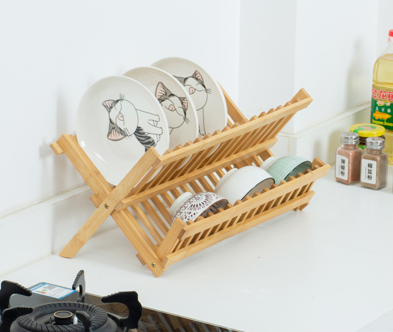 Bamboo Double-Layer Dish Rack Plate Rack Draining Rack Solid Wood Kitchen Storage Rack Dish Rack Bowl Bar with Chopsticks Cage Storage Rack Bamboo Double-Layer Dish Rack Plate Rack Draining Rack Solid Wood Kitchen Storage Rack Dish Rack Bowl Bar with Chopsticks Cage Storage Rack