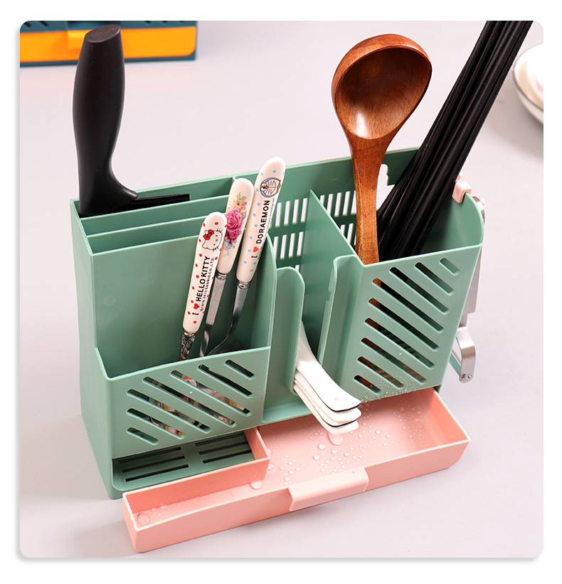 Multi-Functional Kitchen Rack Wall-Mounted Chopsticks Holder Household Draining Punch-Free Chopsticks Cage Knife Holder Spoon Storage Multi-Functional Kitchen Rack Wall-Mounted Chopsticks Holder Household Draining Punch-Free Chopsticks Cage Knife Holder Spoon Storage