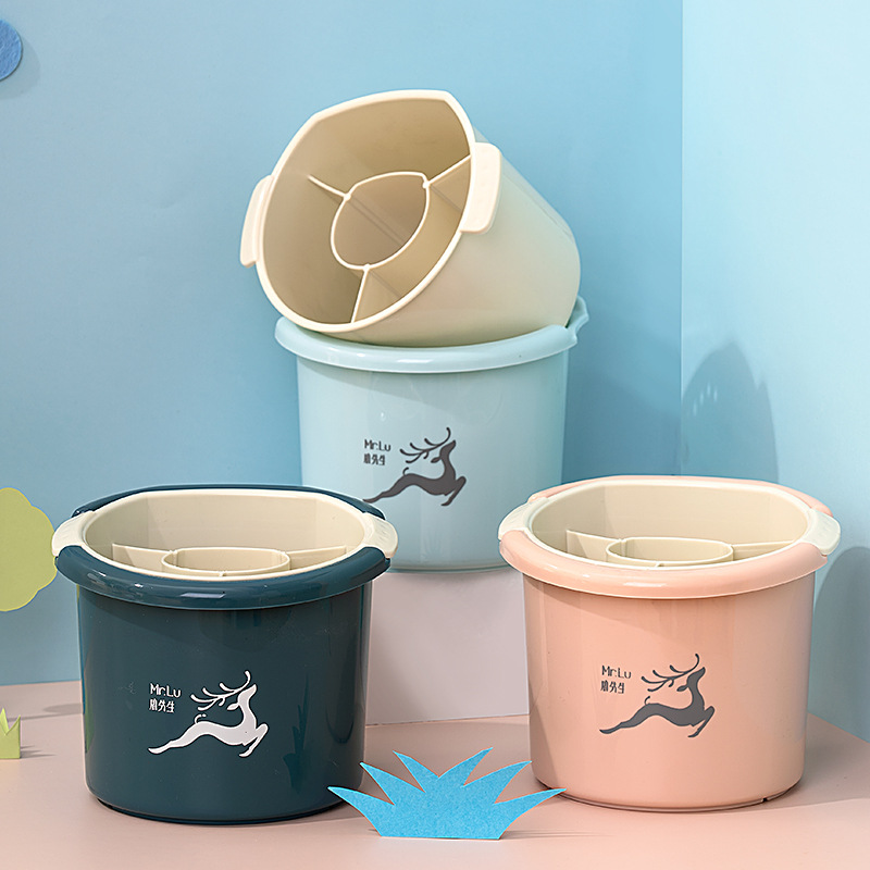 Yimei New Kitchen Double-Layer Chopsticks Cage round Chopsticks Storage Bucket Multifunctional Chopsticks Tableware Drainer