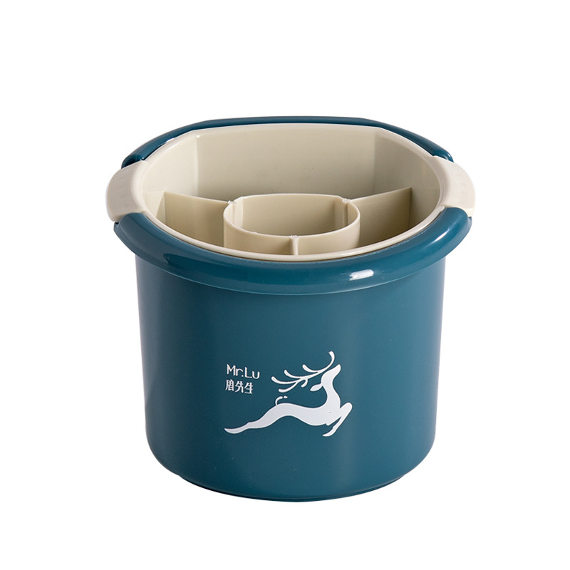 Yimei New Kitchen Double-Layer Chopsticks Cage round Chopsticks Storage Bucket Multifunctional Chopsticks Tableware Drainer