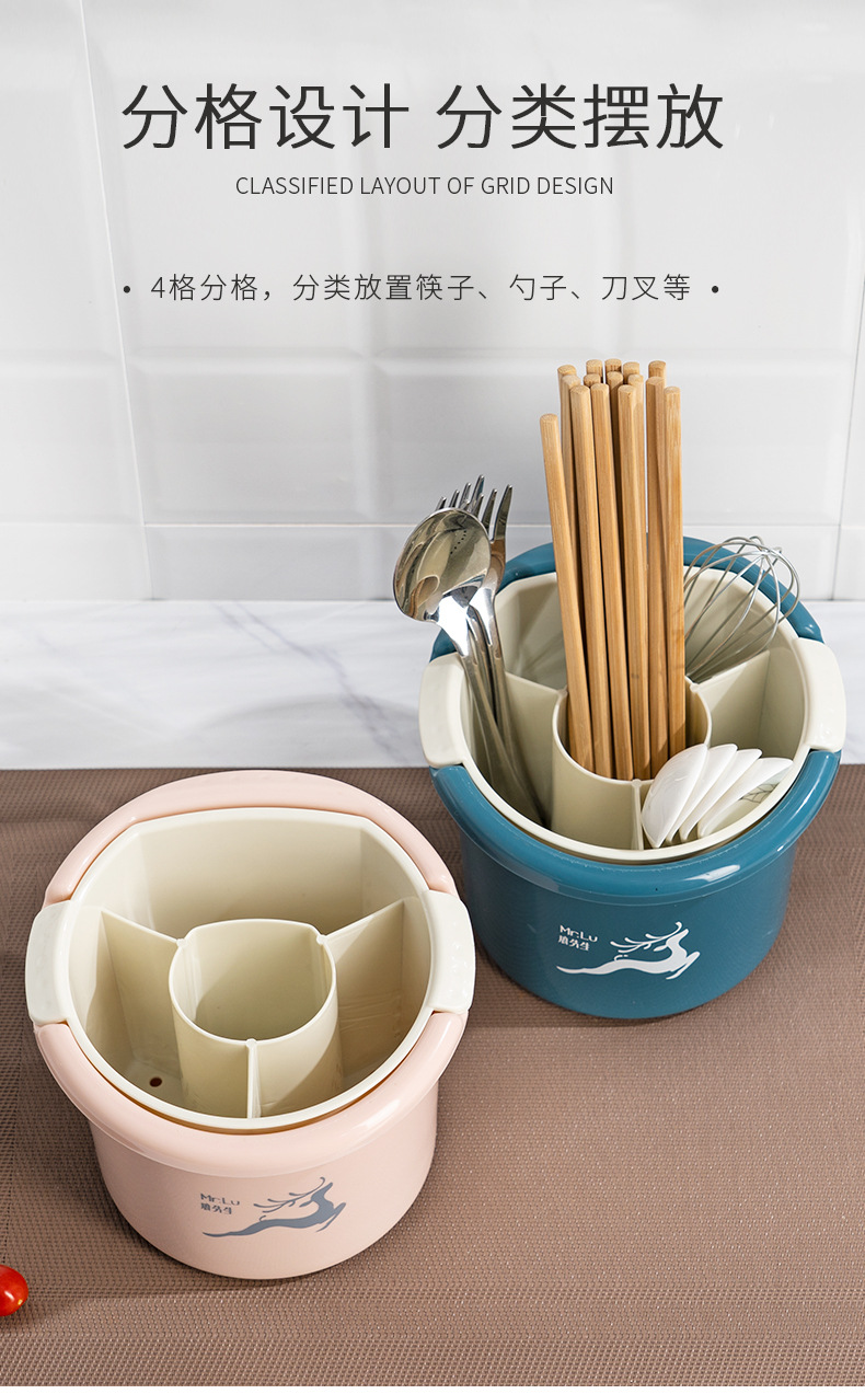 Yimei New Kitchen Double-Layer Chopsticks Cage round Chopsticks Storage Bucket Multifunctional Chopsticks Tableware Drainer Yimei New Kitchen Double-Layer Chopsticks Cage round Chopsticks Storage Bucket Multifunctional Chopsticks Tableware Drainer