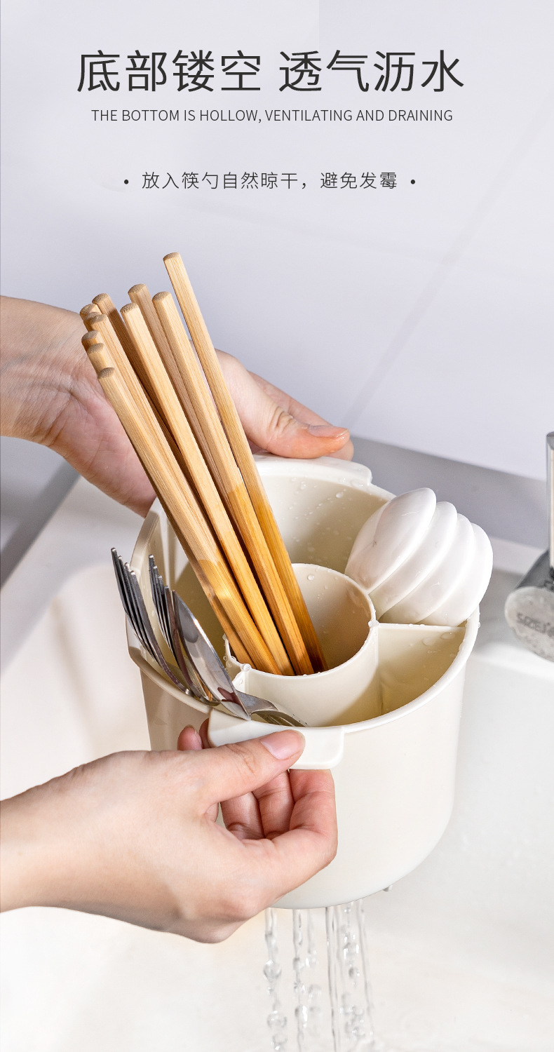 Yimei New Kitchen Double-Layer Chopsticks Cage round Chopsticks Storage Bucket Multifunctional Chopsticks Tableware Drainer Yimei New Kitchen Double-Layer Chopsticks Cage round Chopsticks Storage Bucket Multifunctional Chopsticks Tableware Drainer