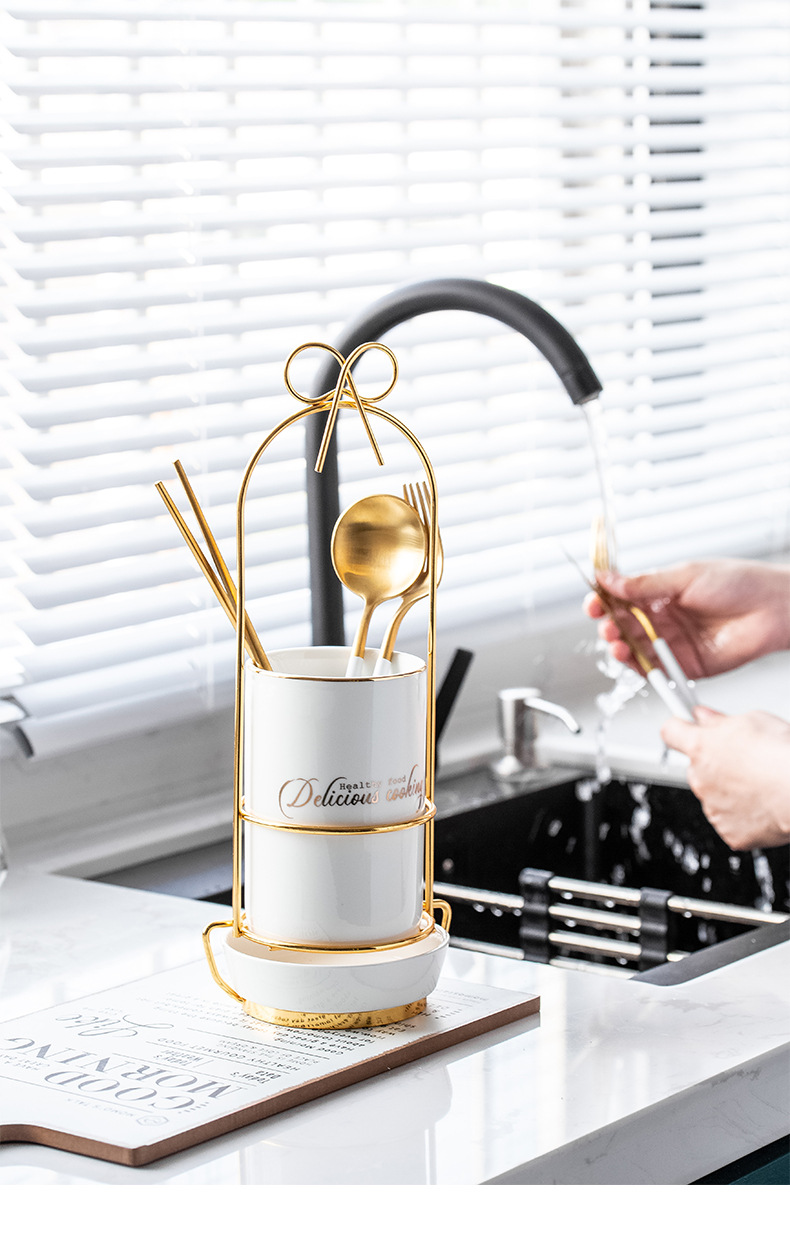 Light Luxury Ceramic Chopsticks Holder Household Kitchen Chopsticks Cage Chopsticks Draining Rack Creative Knife, Fork and Spoon Storage Draining Basket Light Luxury Ceramic Chopsticks Holder Household Kitchen Chopsticks Cage Chopsticks Draining Rack Creative Knife, Fork and Spoon Storage Draining Basket