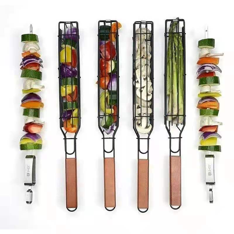 Portable Outdoor Barbecue Grill Mini BBQ Handheld BBQ Clamp Barbecue Wire Barbecue Cage