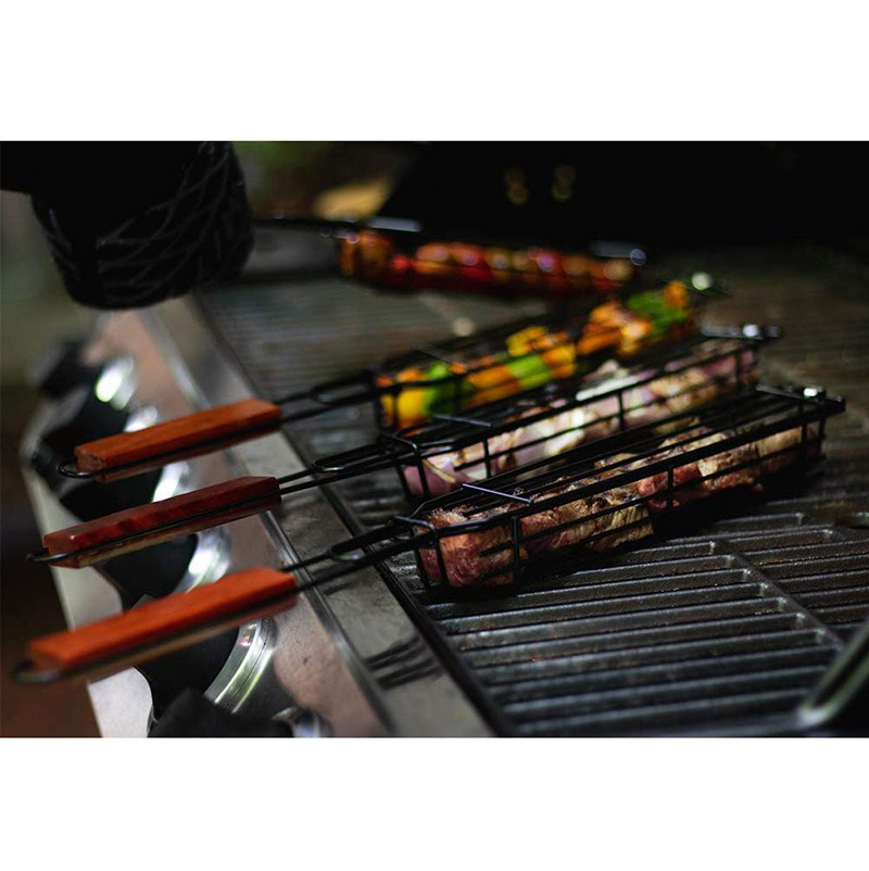 Portable Outdoor Barbecue Grill Mini BBQ Handheld BBQ Clamp Barbecue Wire Barbecue Cage