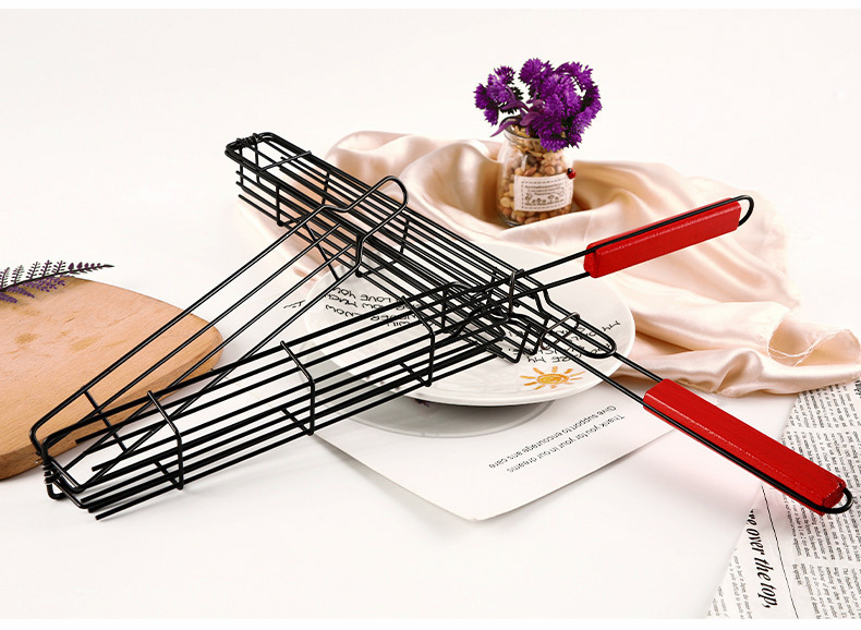 Portable Outdoor Barbecue Grill Mini BBQ Handheld BBQ Clamp Barbecue Wire Barbecue Cage