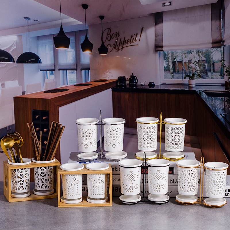 Chopsticks Holder Hollow Design Household Creative Drain Chopstick Barrel Chopsticks Cage Kitchen Storage Rack Fast Dragon Chopsticks Basket