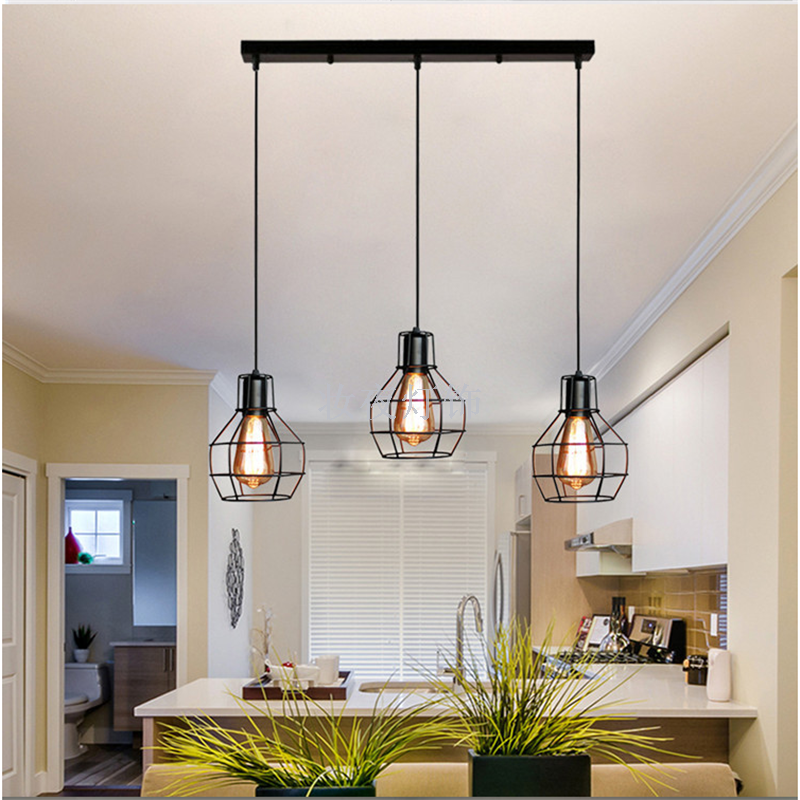 American rural retro industrial style creative small iron cage lamps simple cafe loft single head iron art chandelier