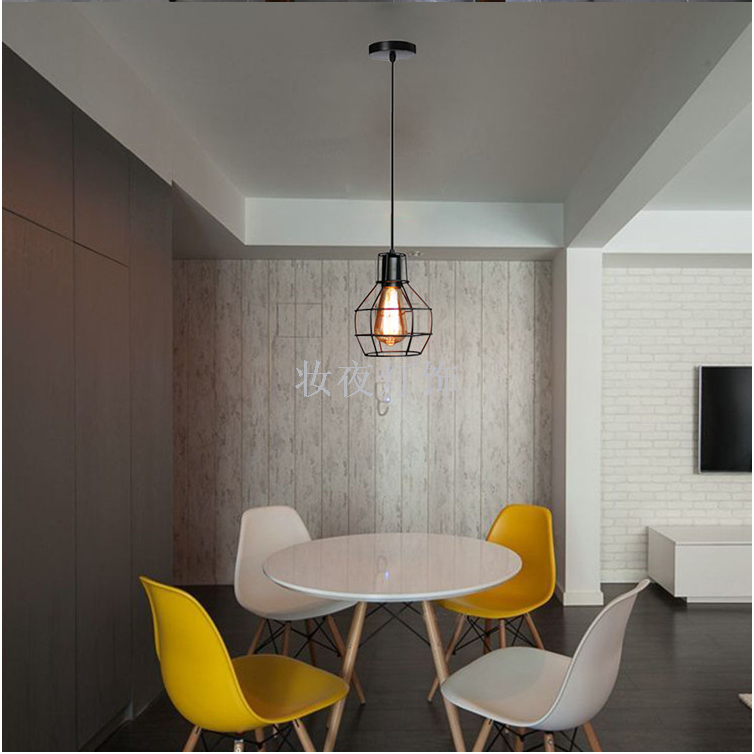 American rural retro industrial style creative small iron cage lamps simple cafe loft single head iron art chandelier American rural retro industrial style creative small iron cage lamps simple cafe loft single head iron art chandelier