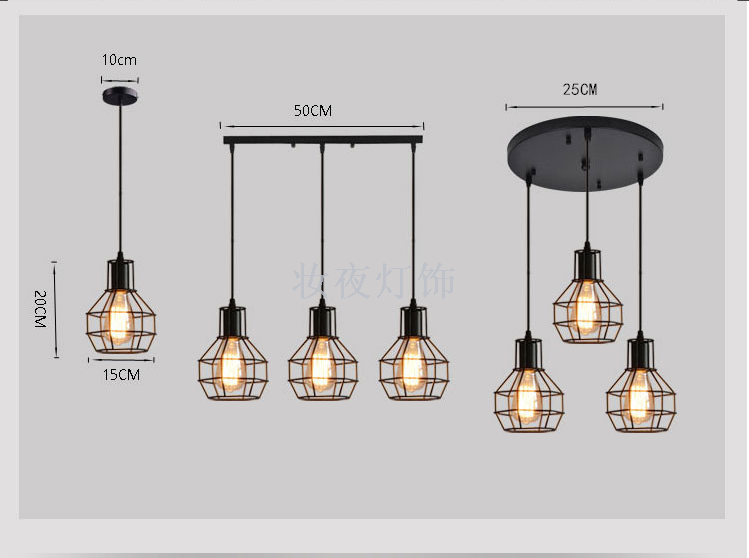 American rural retro industrial style creative small iron cage lamps simple cafe loft single head iron art chandelier American rural retro industrial style creative small iron cage lamps simple cafe loft single head iron art chandelier