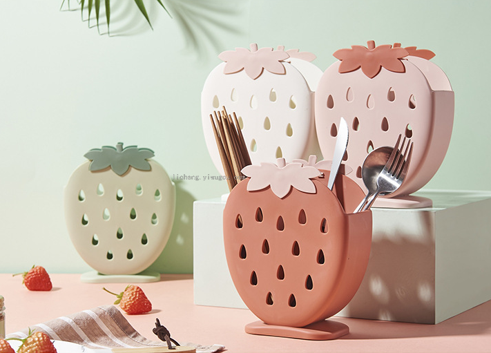 Plastic Chopsticks Cage Draining Hanging Creative Kitchen Chopsticks Box Put Chopstick Canister Plastic Chopstick Strawberry Chopsticks Box