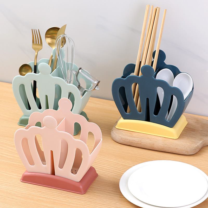 Crown Chopsticks Holder Household Kitchen Knife and Fork Spoon Chopsticks Box Plastic Draining Storage Tableware Chopsticks Cage Storage Rack