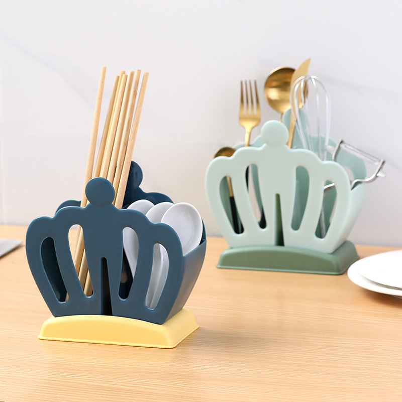 Crown Chopsticks Holder Household Kitchen Knife and Fork Spoon Chopsticks Box Plastic Draining Storage Tableware Chopsticks Cage Storage Rack