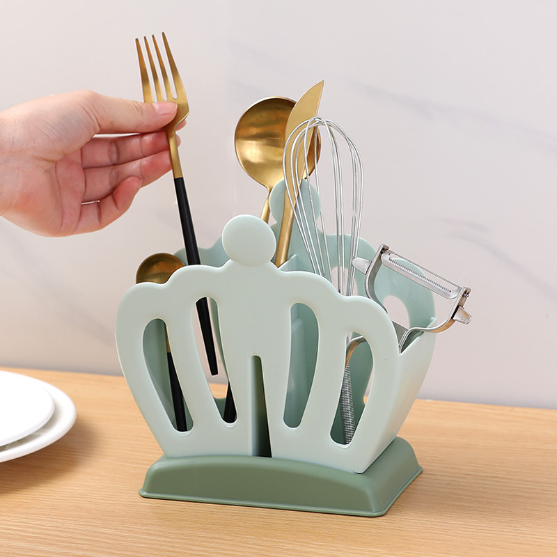 Crown Chopsticks Holder Household Kitchen Knife and Fork Spoon Chopsticks Box Plastic Draining Storage Tableware Chopsticks Cage Storage Rack