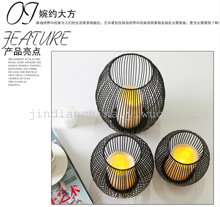 Iron cage lantern Candlestick LED lamp Iron Candle Factory Direct Iron cage lantern Candlestick LED lamp Iron Candle Factory Direct
