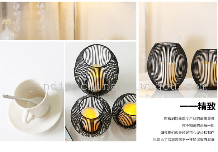 Iron cage lantern Candlestick LED lamp Iron Candle Factory Direct Iron cage lantern Candlestick LED lamp Iron Candle Factory Direct