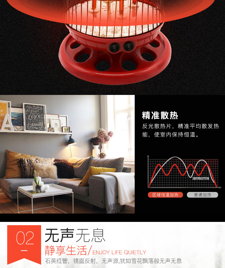 Electric Heater Large Disc Quartz Red Tube Bird Cage Electric Heating Stove Household Energy Saving Small Desktop Fire